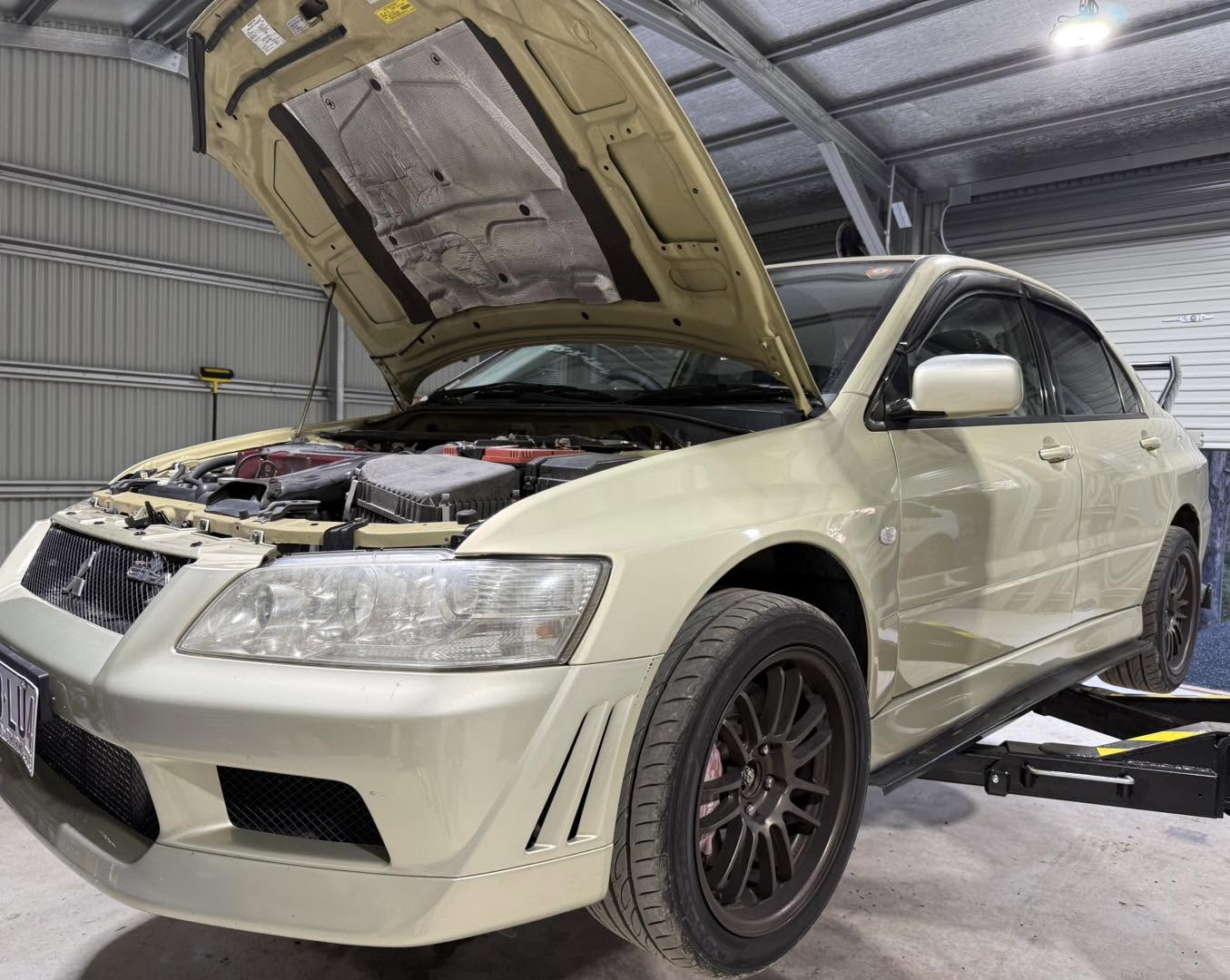 Vehicle being serviced at Amped Up Automotive